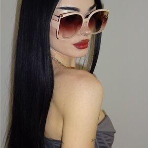 Chic Oversized Sunglasses - Pink and Brown